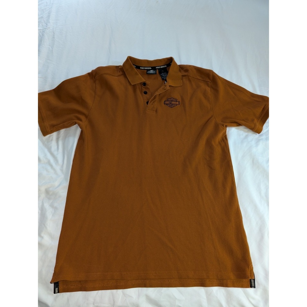 Harley Davidson Men's Large Burnt Orange Short Sleeve Pole Shirt With‎ Logo